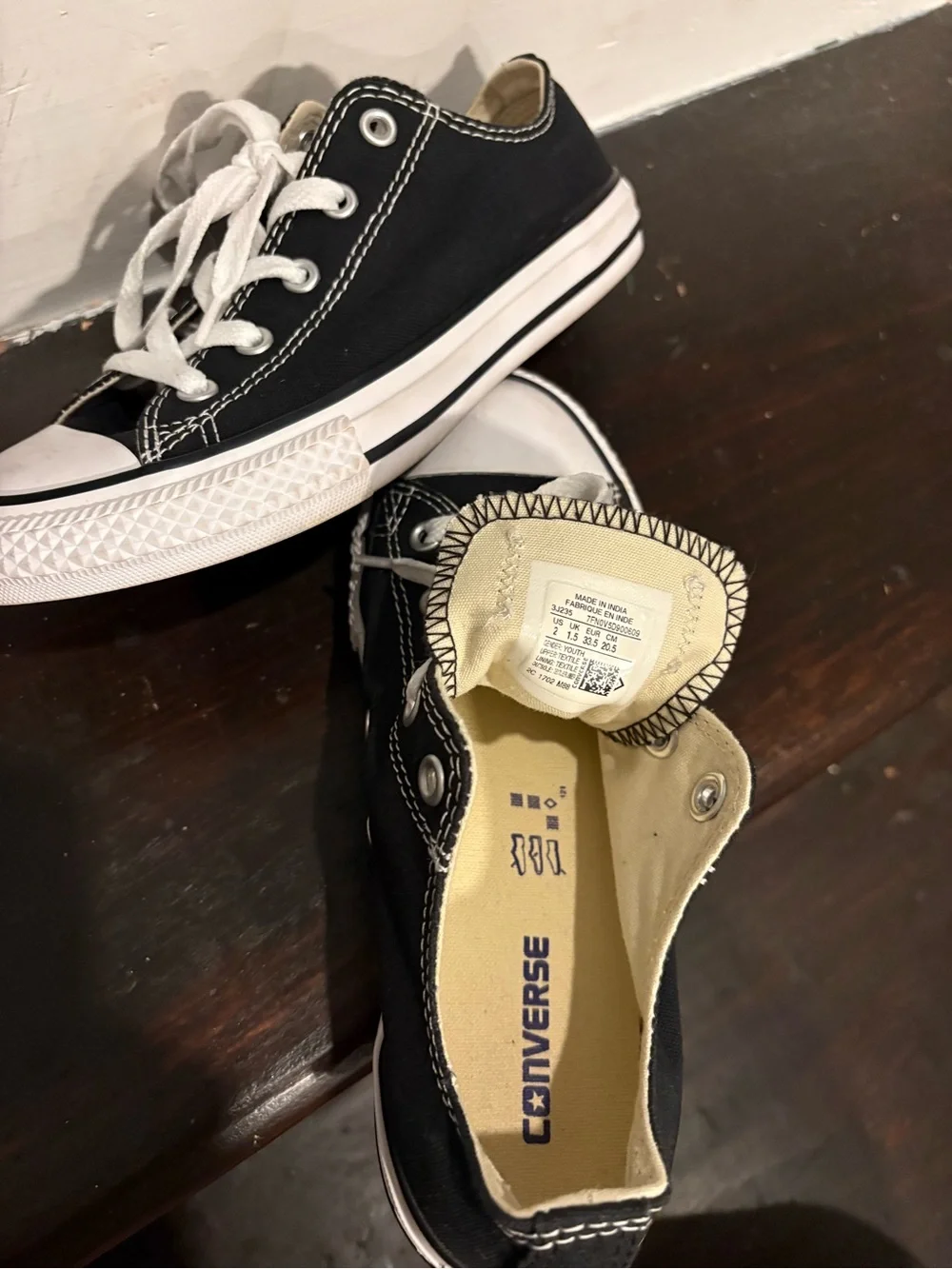 Converse Kids Black & White Low Top Sneakers